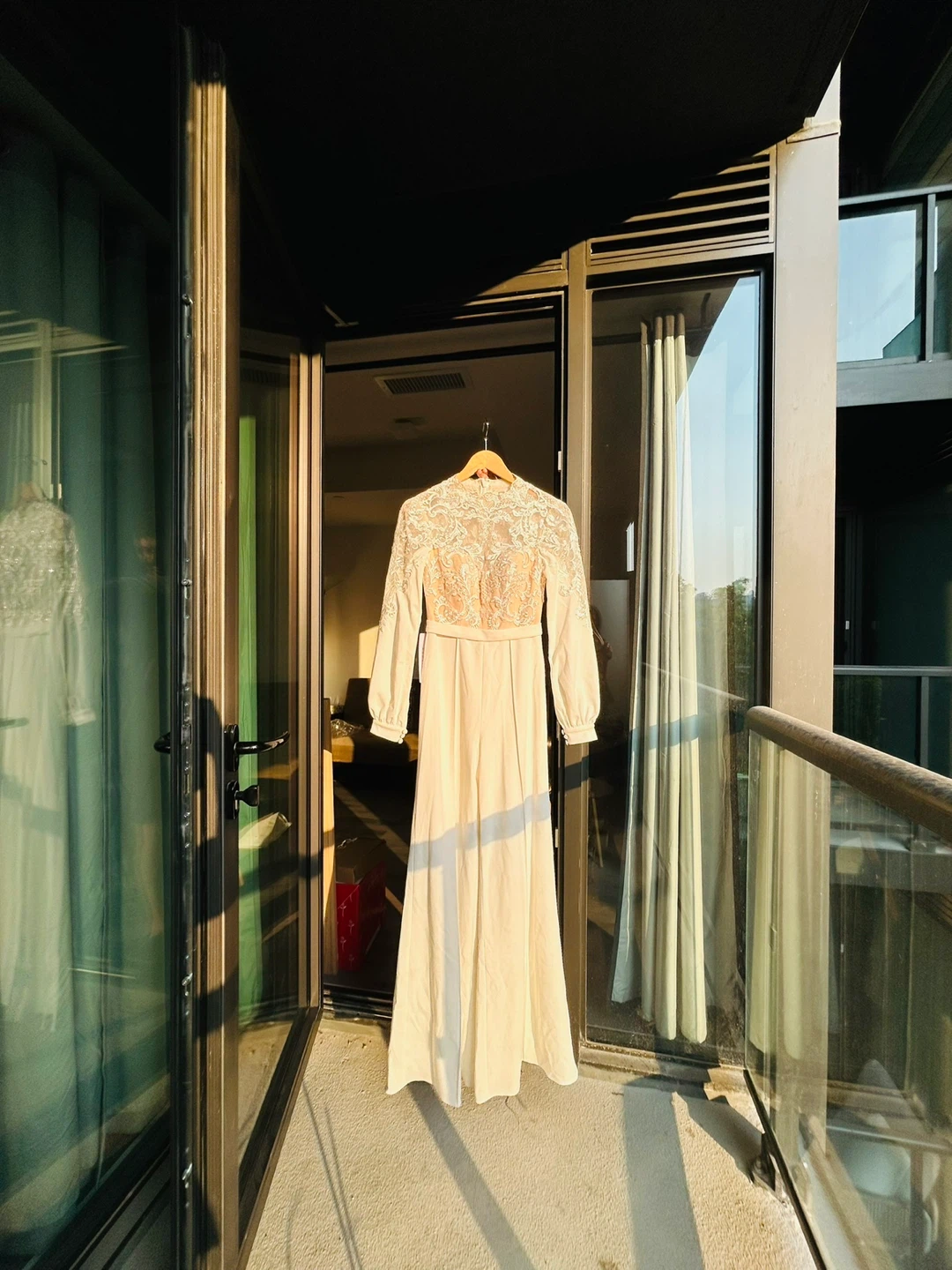 Cream Lace Sleeve Jumpsuit