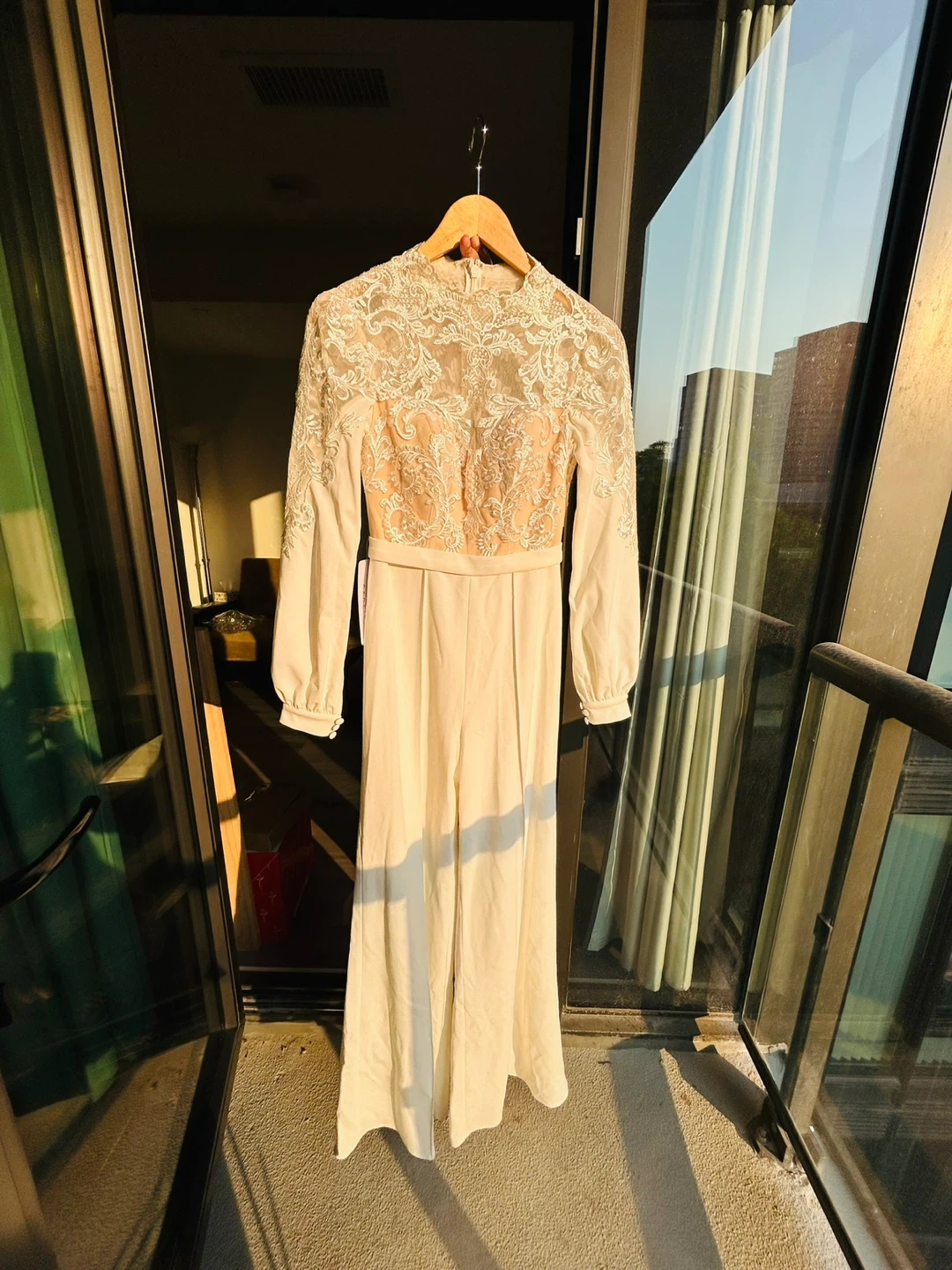 Cream Lace Sleeve Jumpsuit - photo 4