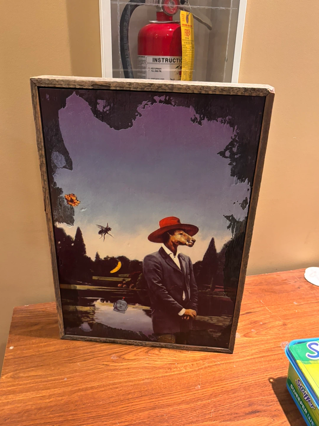 Framed Art Print with Surreal Dog Character