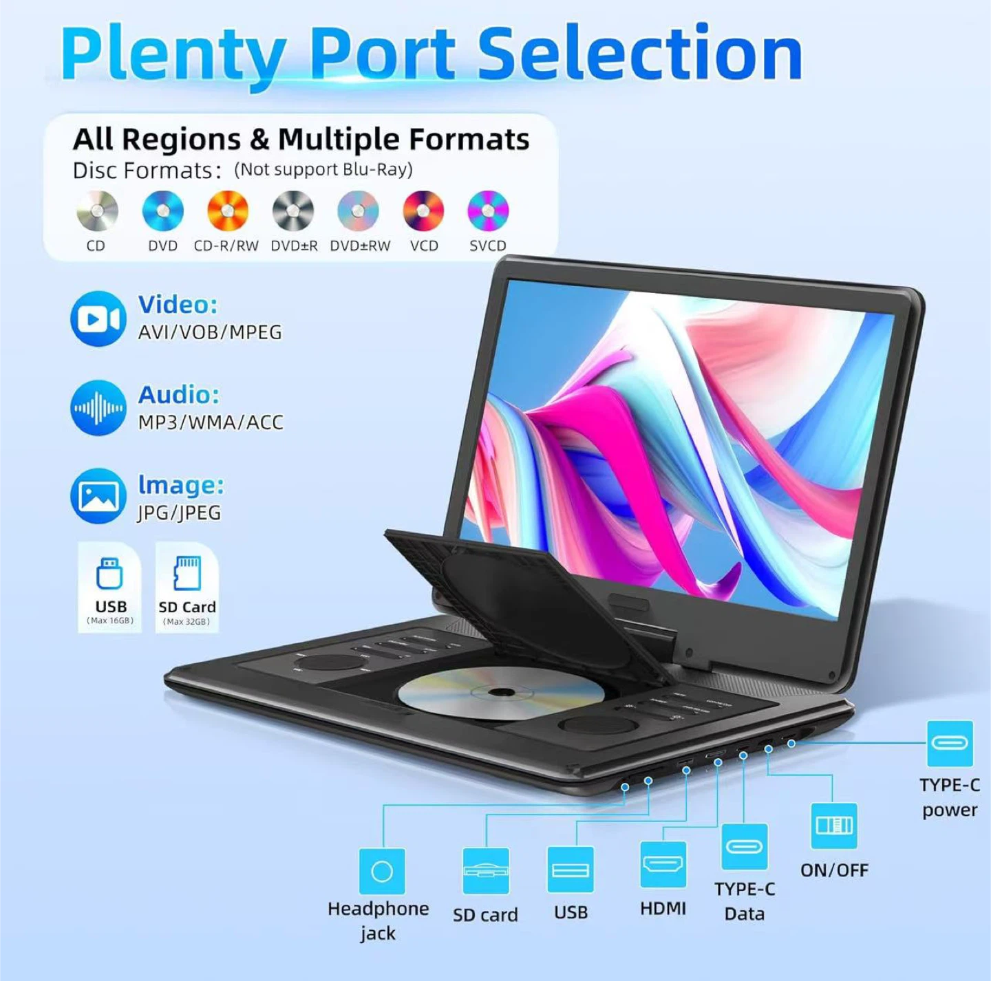 Portable DVD Player 15.6 Inch Swivel Screen - photo 4