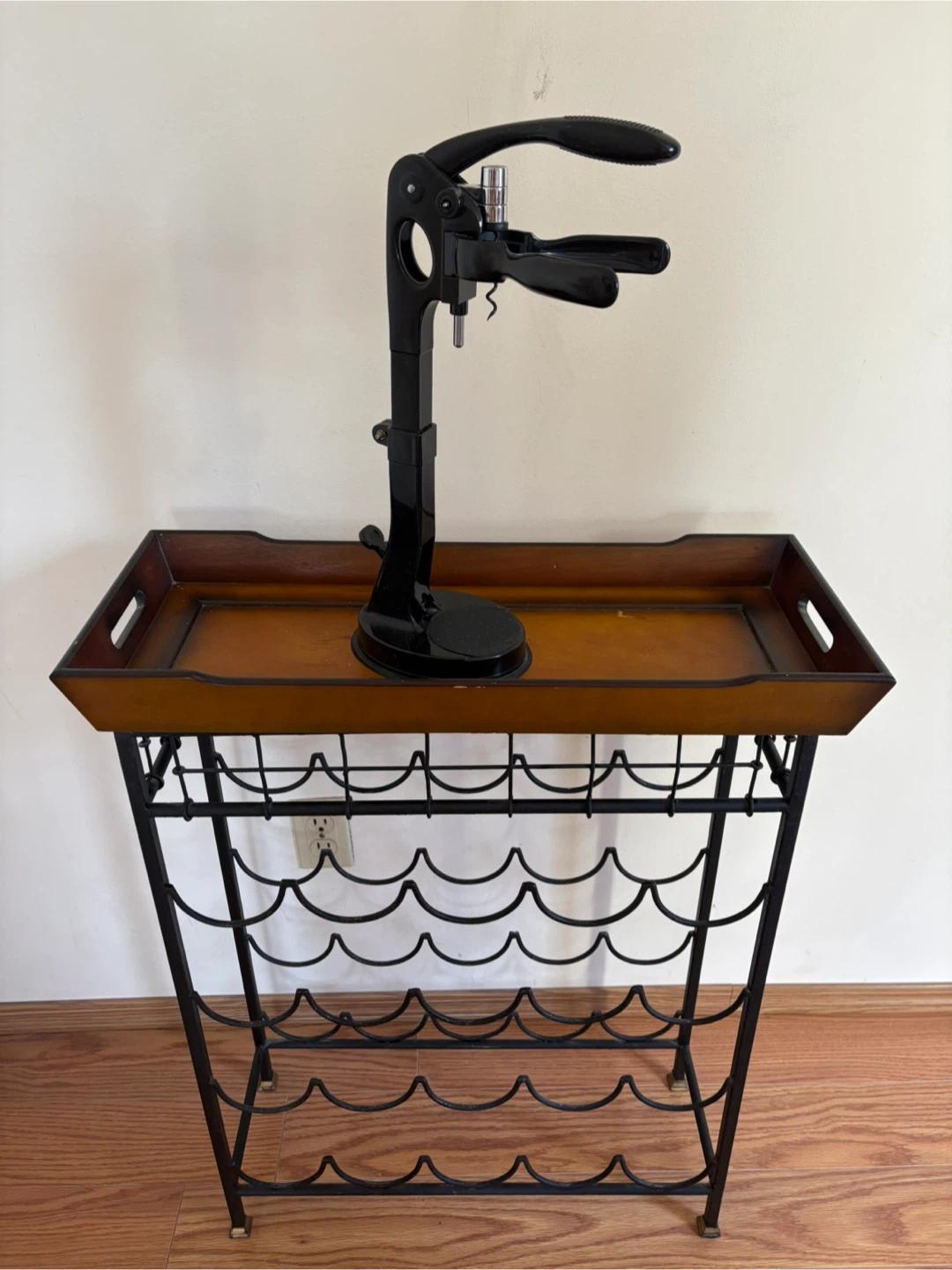 Wine Rack with Wooden Tray Top and Corkscrew - photo 4