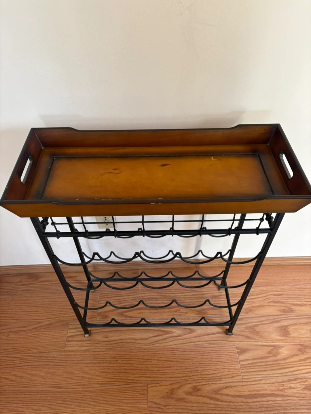 Wine Rack with Wooden Tray Top and Corkscrew - photo 2