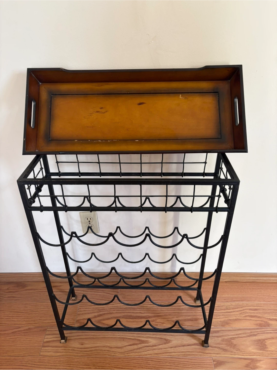 Wine Rack with Wooden Tray Top and Corkscrew - photo 3