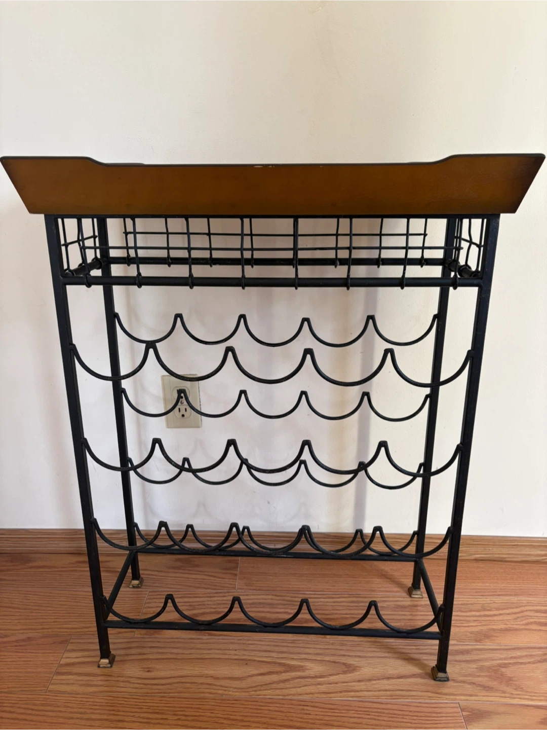 Wine Rack with Wooden Tray Top and Corkscrew