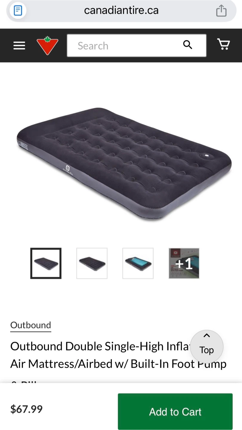 Outbound Double Air Mattress with Built-In Manual Pump