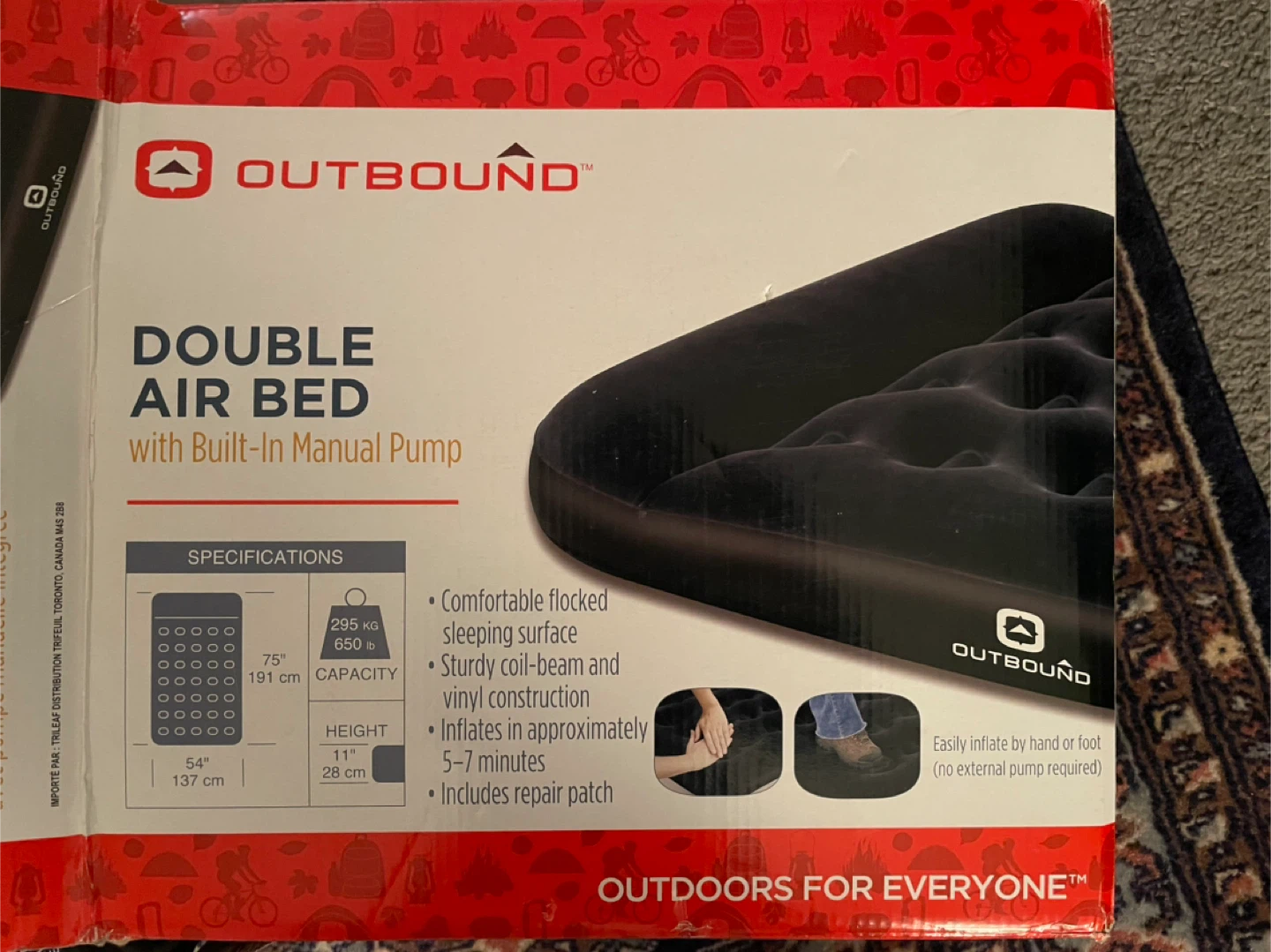 Outbound Double Air Mattress with Built-In Manual Pump - photo 2