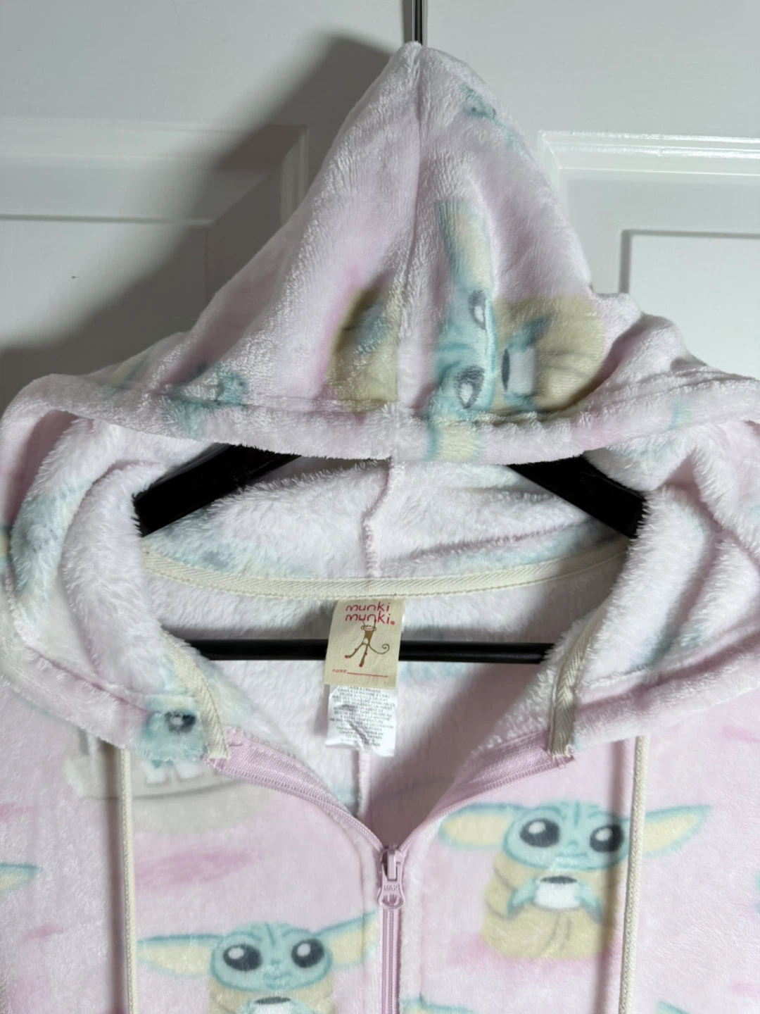 Munki Munki Baby Yoda Pink Fleece Onesie Pajamas - photo 2