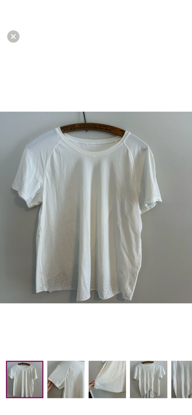 Lululemon White T-Shirt with Perforated Hem