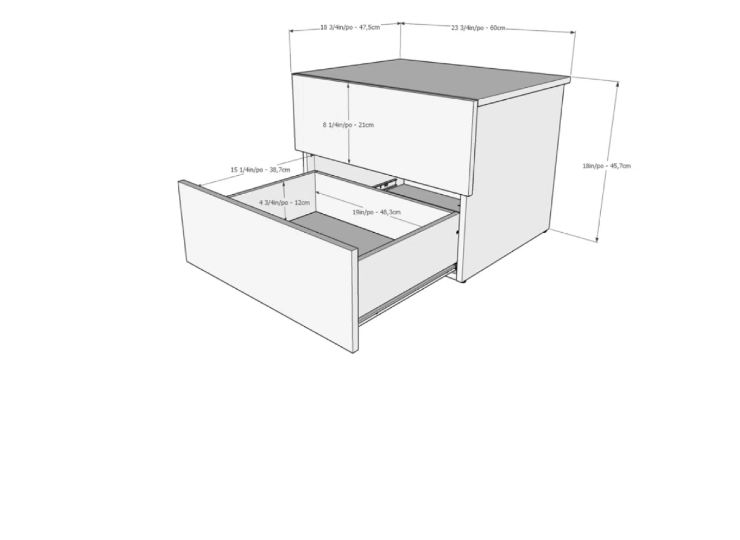 Wooden Nightstand with Two Drawers - photo 3