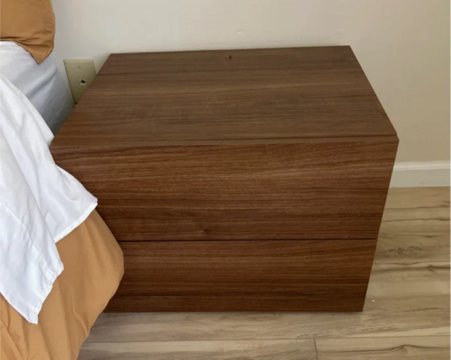 Wooden Nightstand with Two Drawers