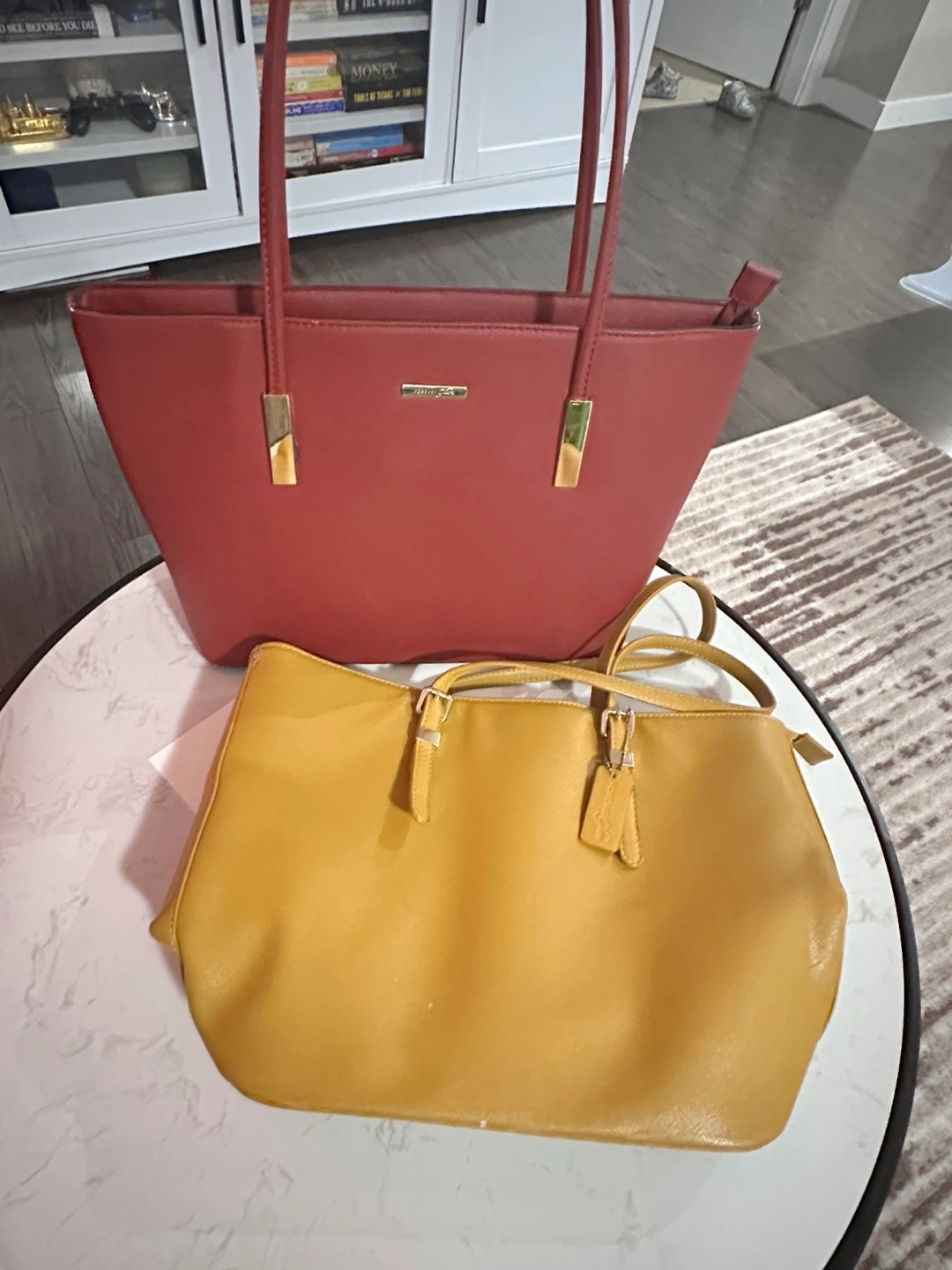 Red and Mustard Tote Bags