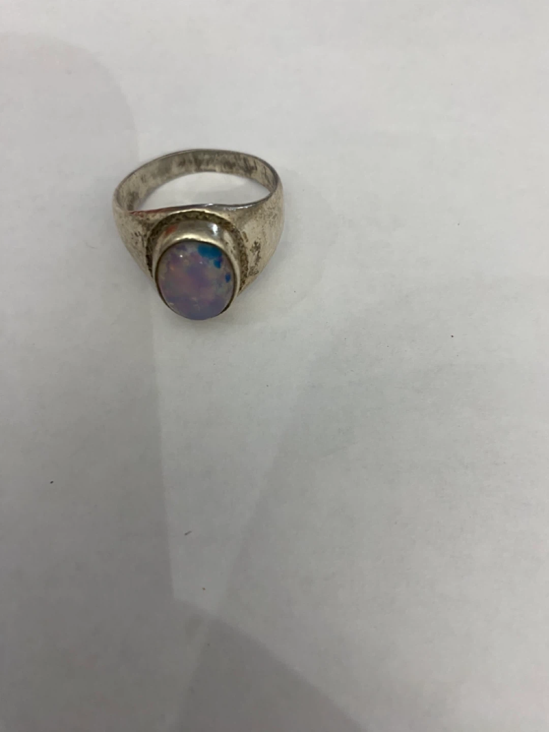 Silver and opal ring