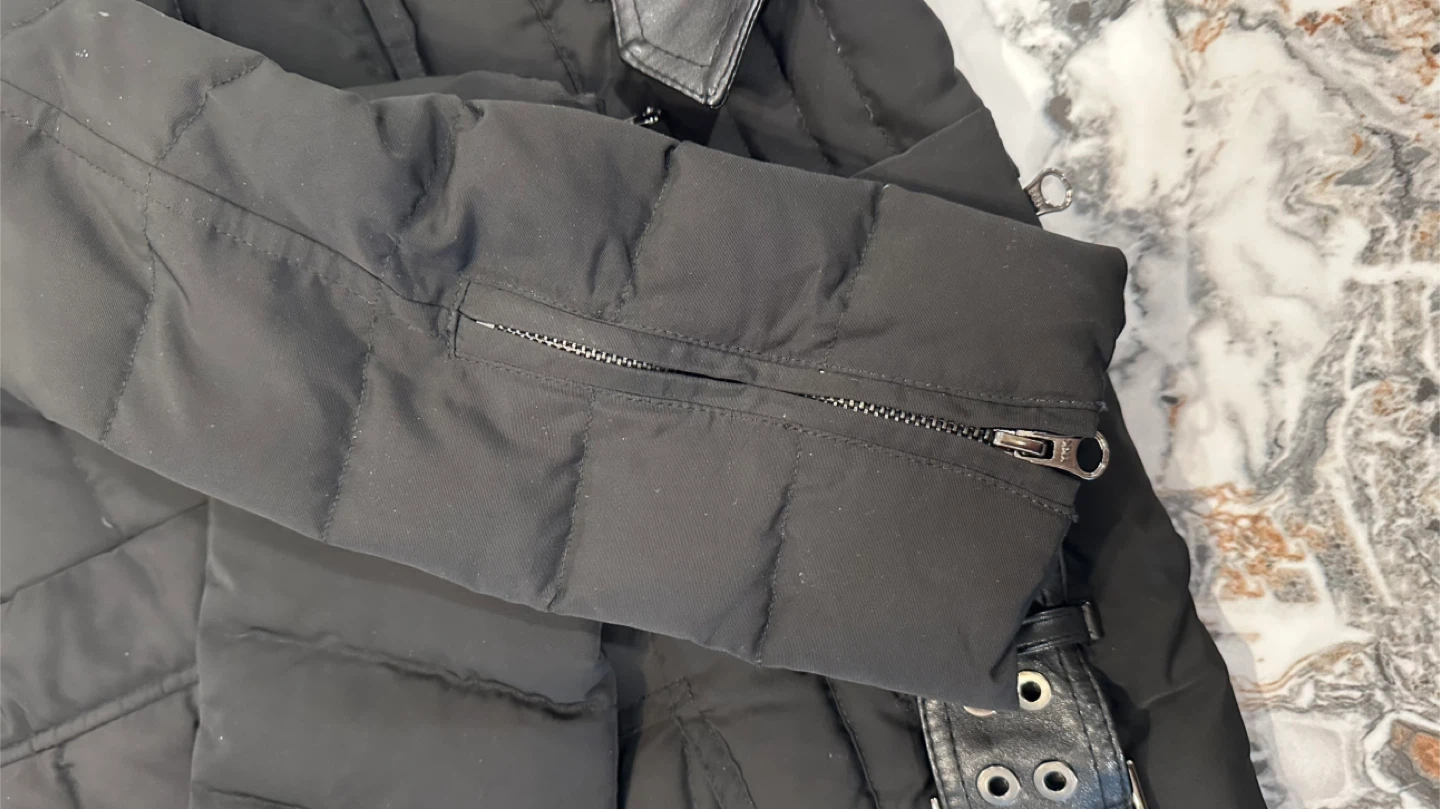 Black Puffer Jacket with Faux Leather Details - photo 2