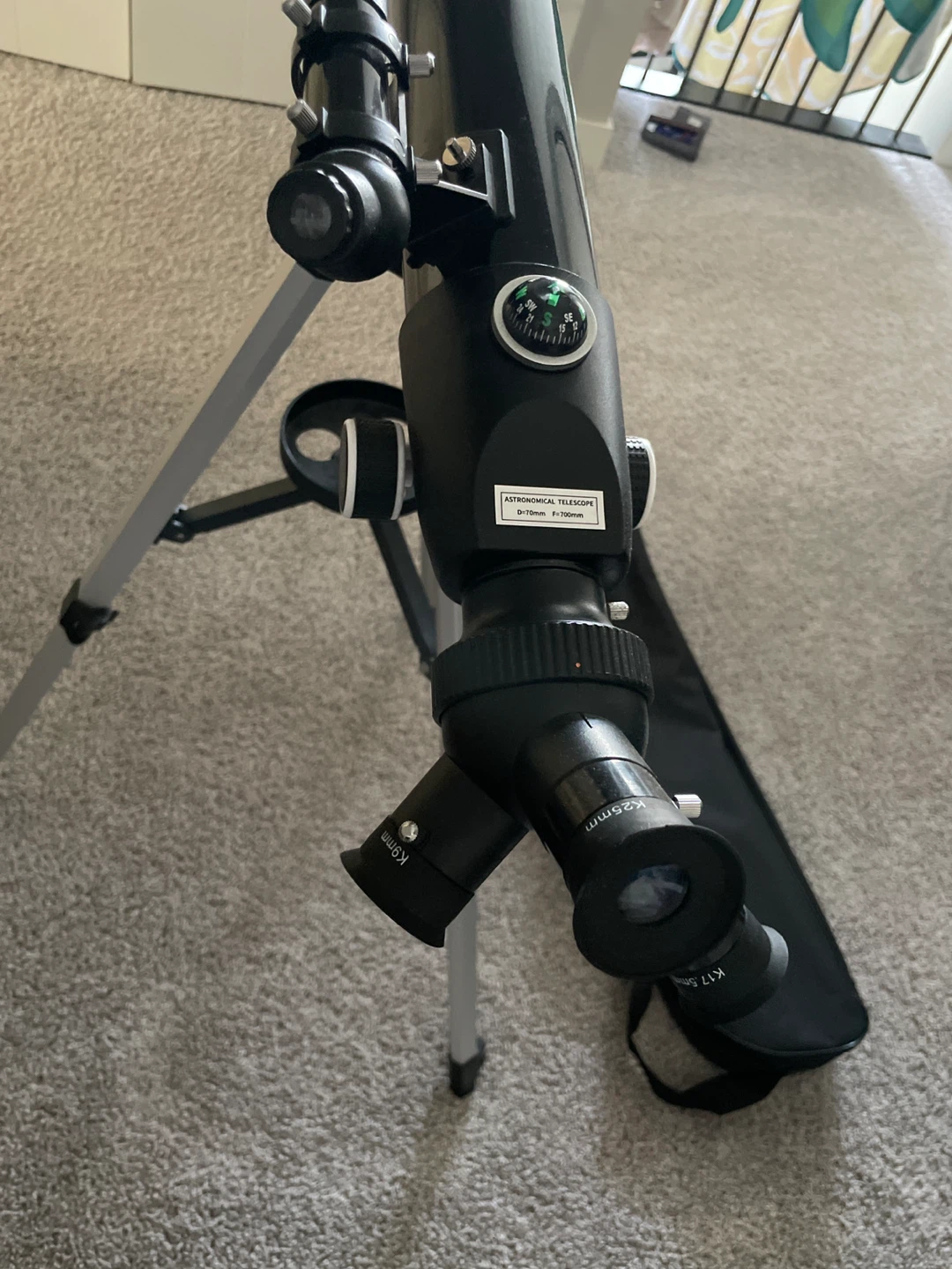 Black Astronomical Telescope with Accessories