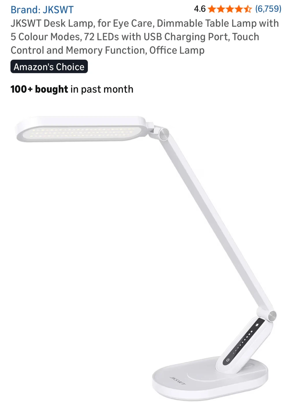 JKSWT White LED Desk Lamp