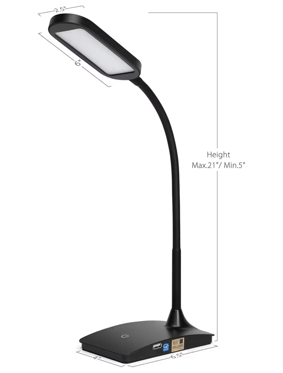 Ivy LED Desk Lamp with USB Port - Black - photo 4