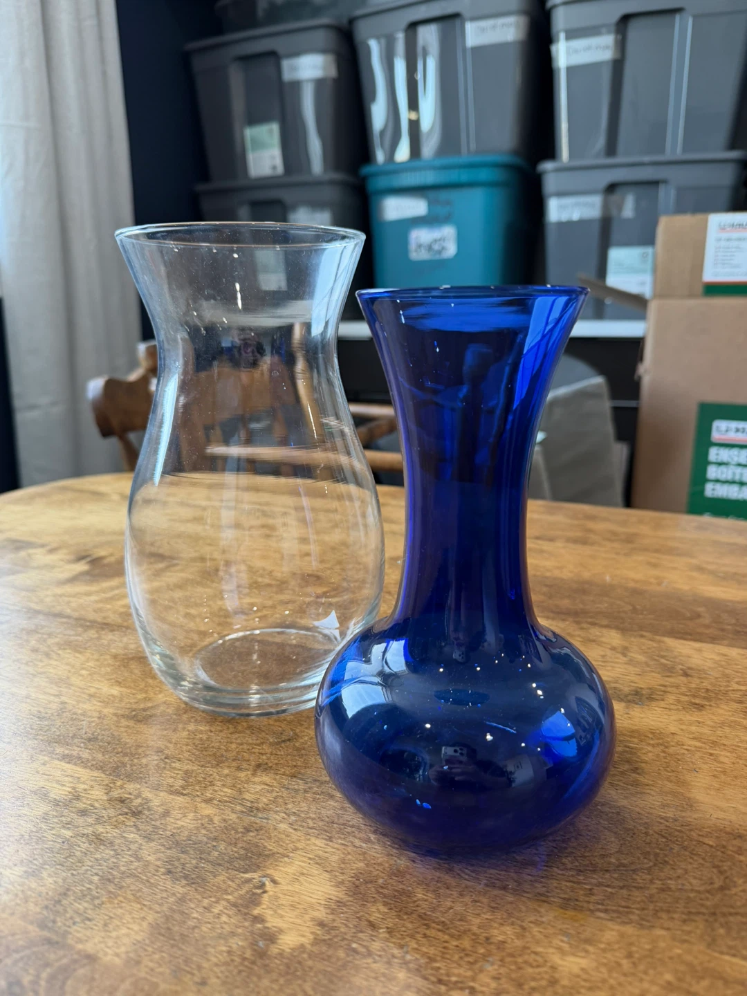 Blue and Clear Glass Vases (Set of 2) - photo 2