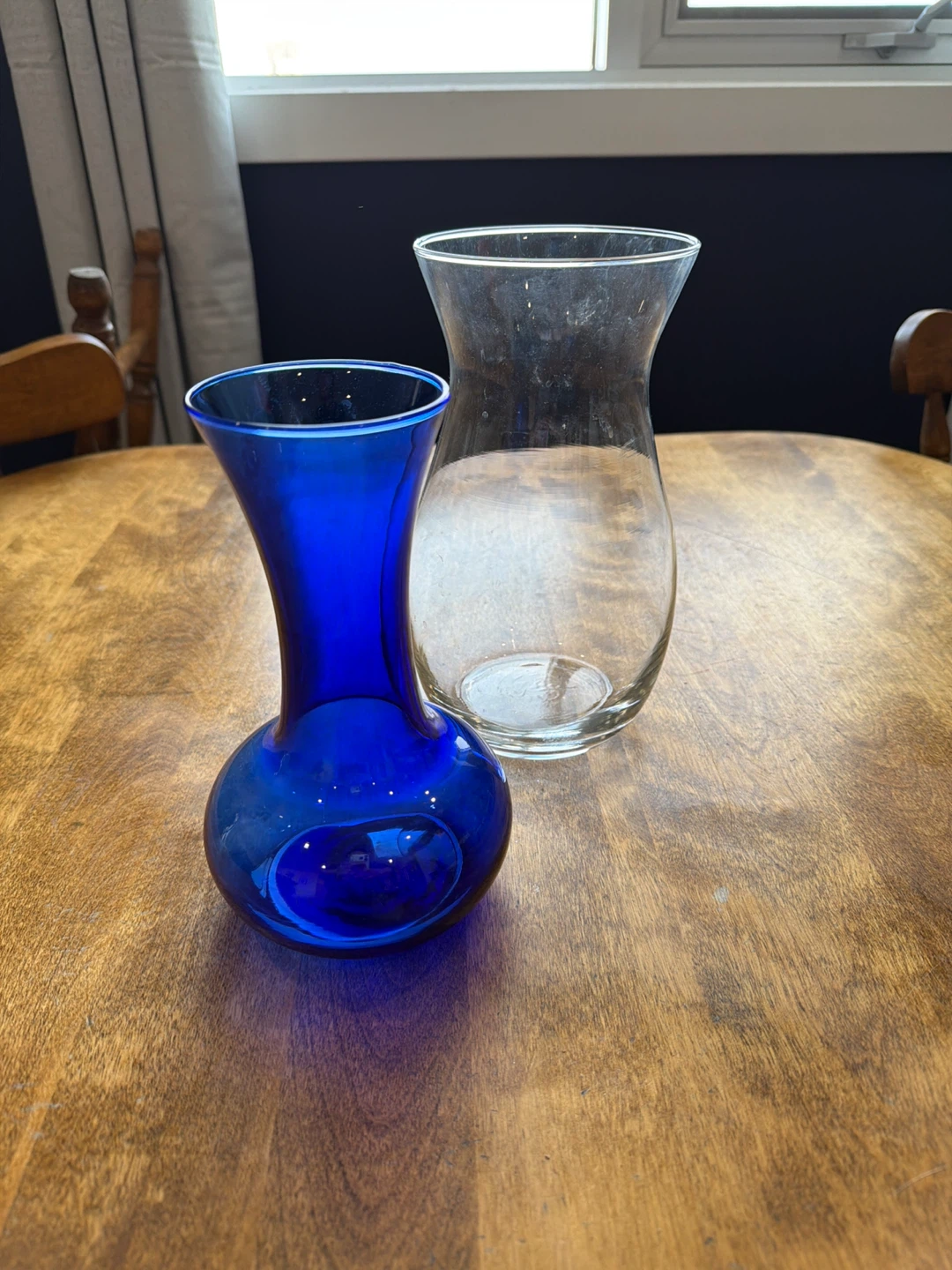 Blue and Clear Glass Vases (Set of 2)