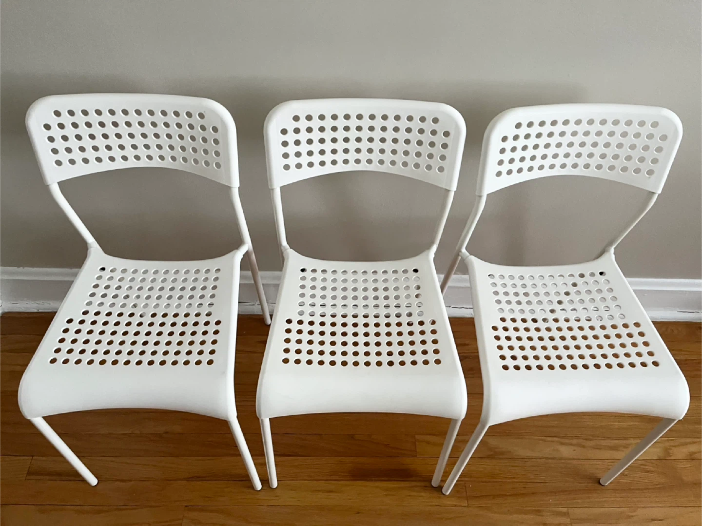 Set of 3 White IKEA Chairs - photo 2