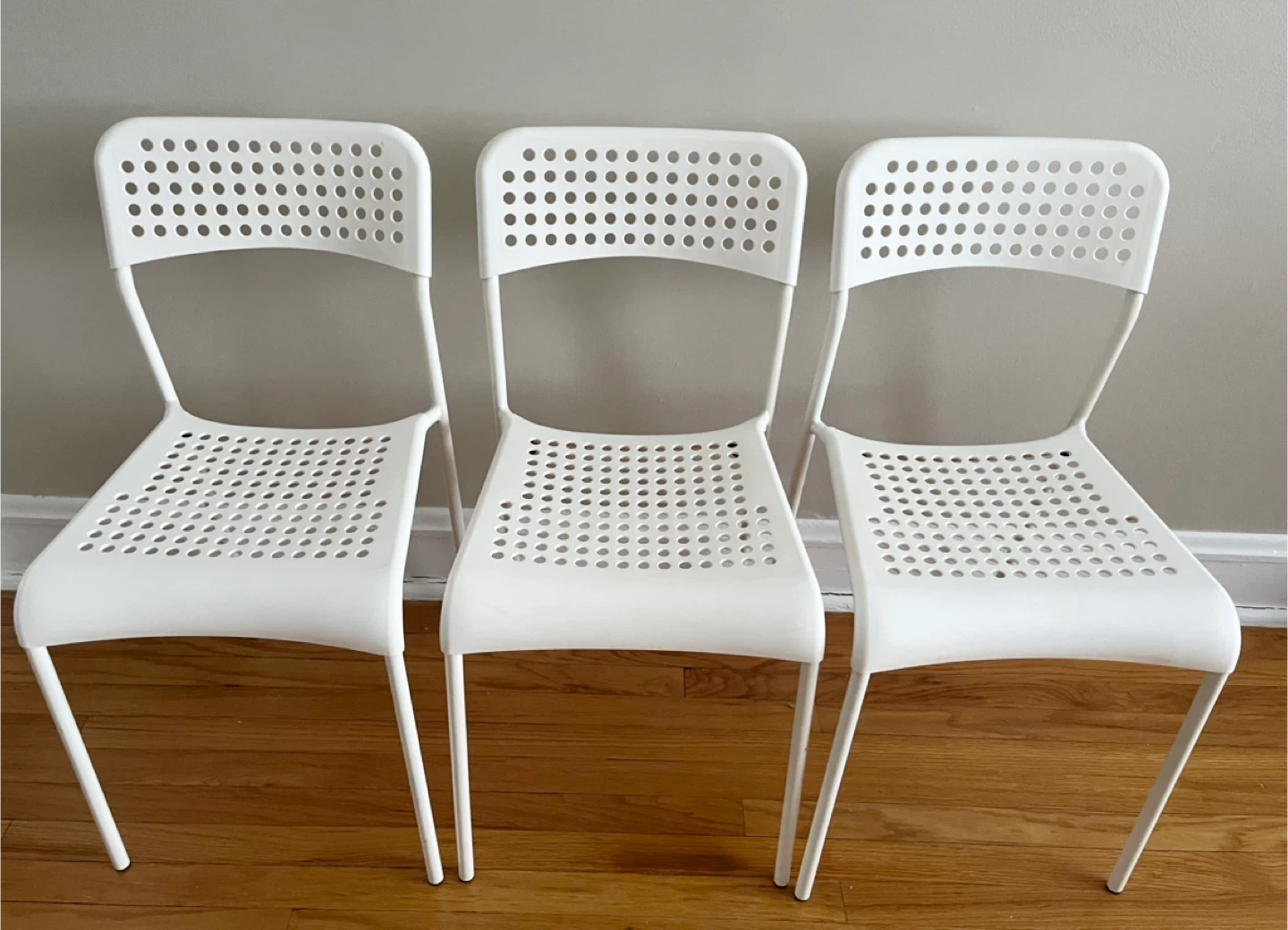 Set of 3 White IKEA Chairs