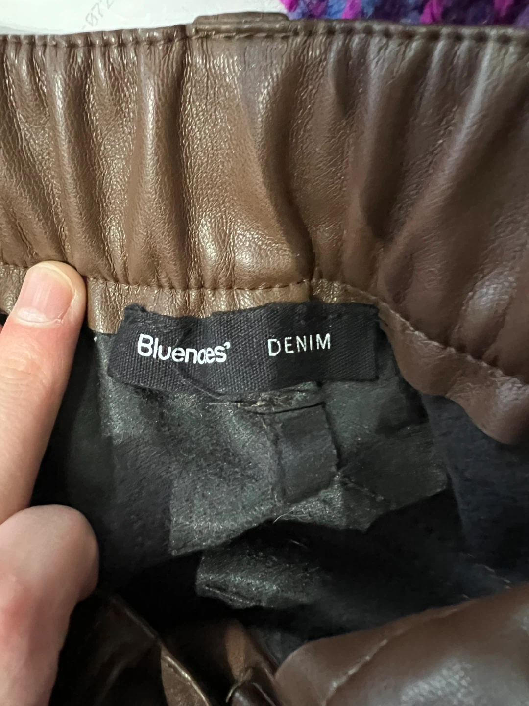 Bluenotes DENIM Brown Faux Leather Flare Pants - photo 3