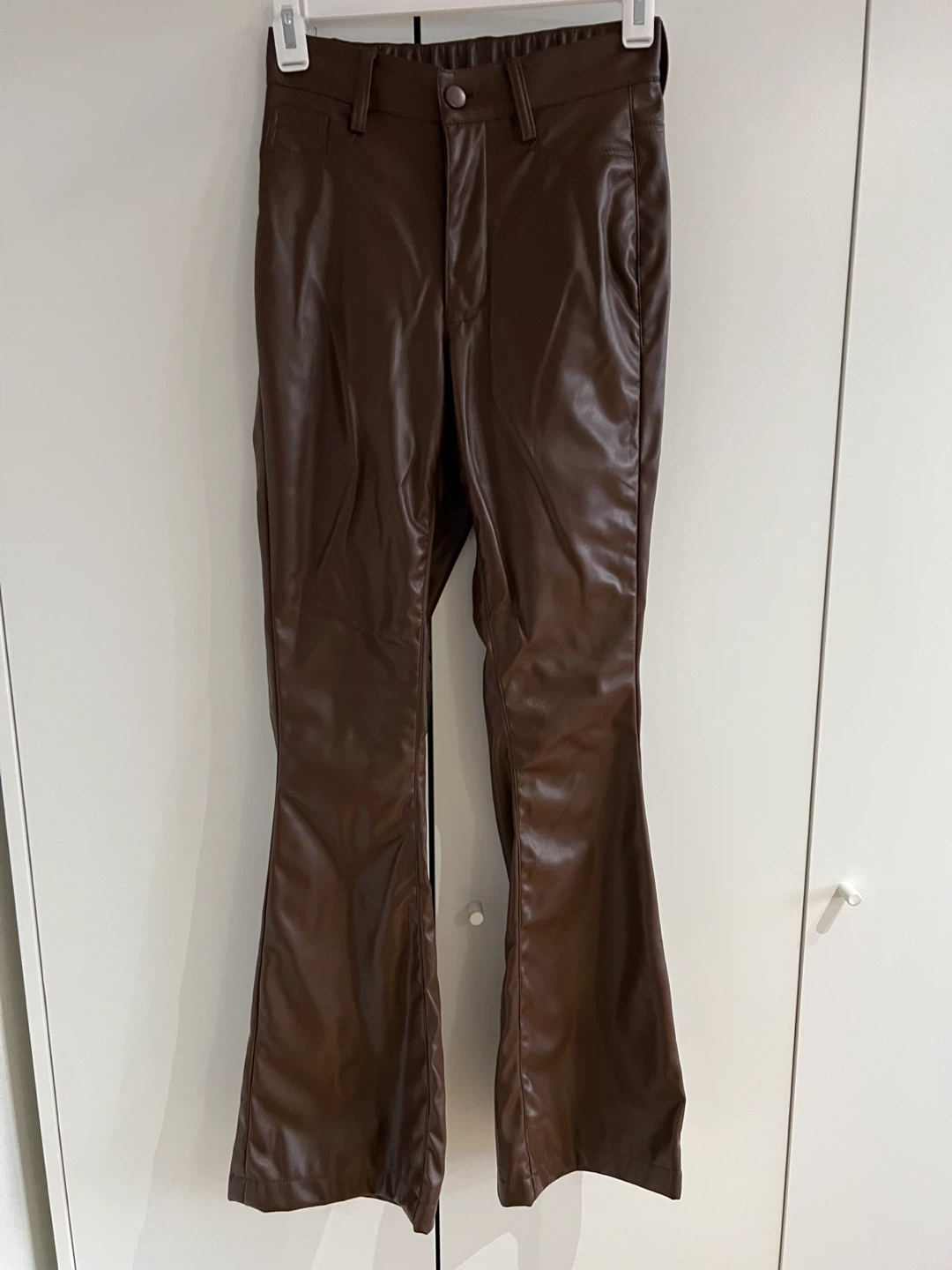 Bluenotes DENIM Brown Faux Leather Flare Pants
