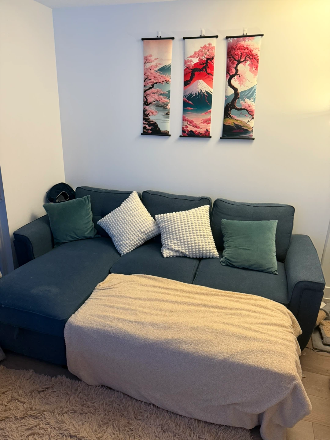 Blue Sectional Sofa with Chaise - photo 5