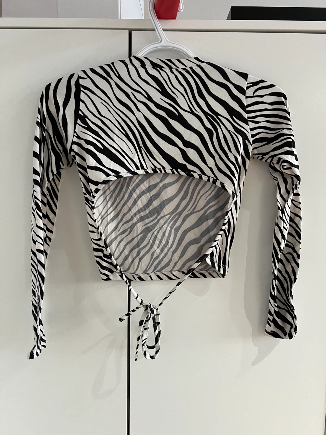 Zebra Print Long Sleeve Crop Top - photo 2