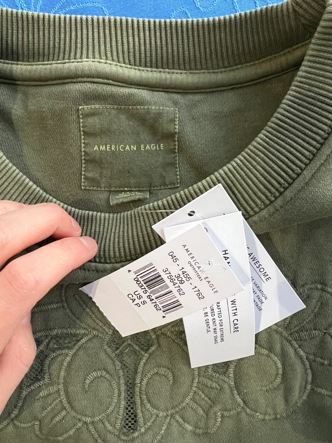 American Eagle Green Embroidered Crewneck Sweatshirt - Size S - photo 3