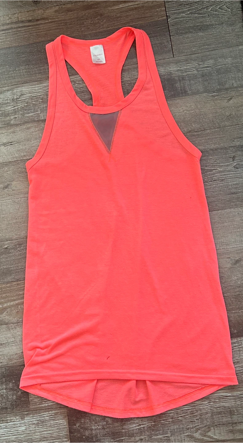 Xhilaration Athletic Tank Top Neon Coral Mesh Insert