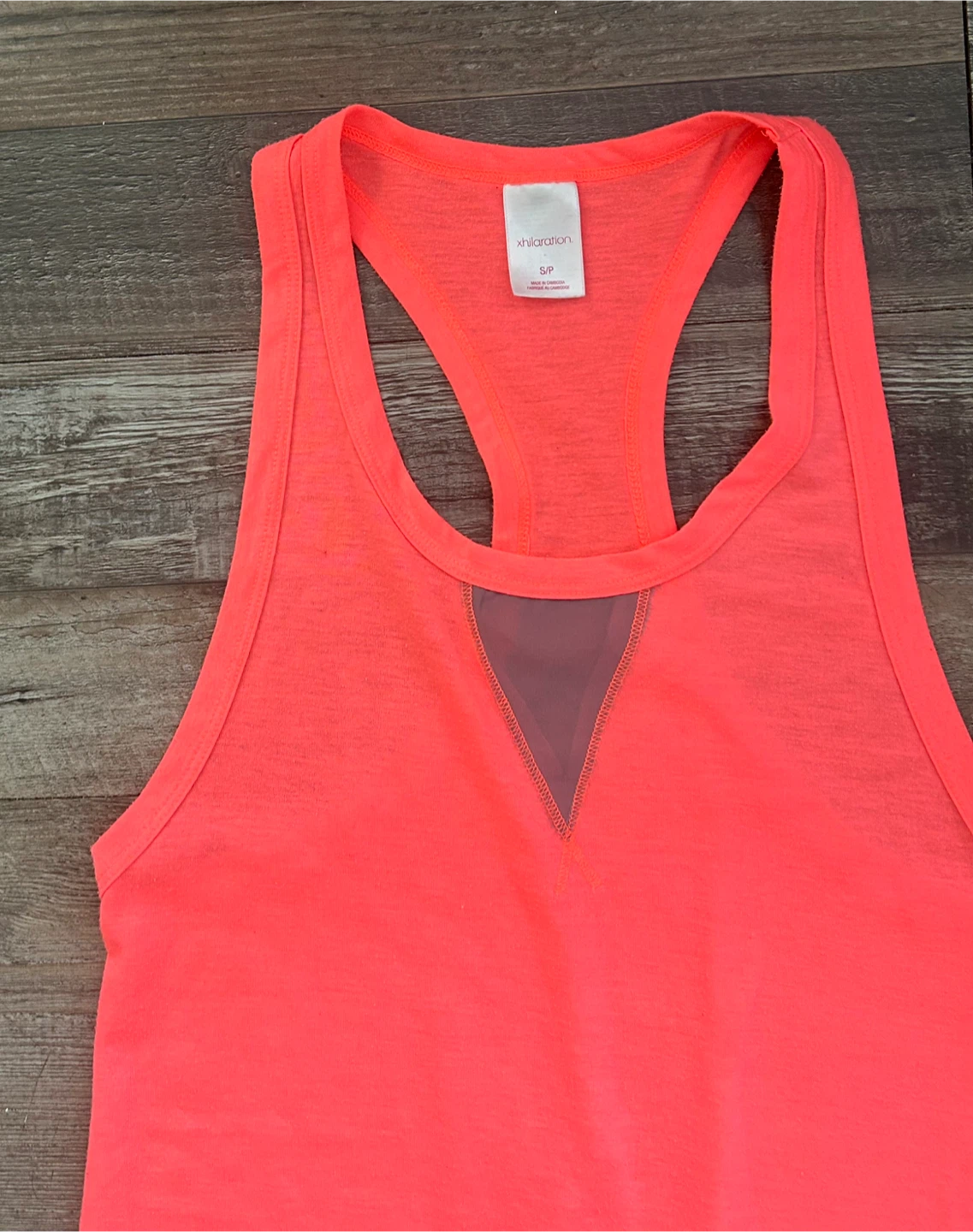 Xhilaration Athletic Tank Top Neon Coral Mesh Insert - photo 2