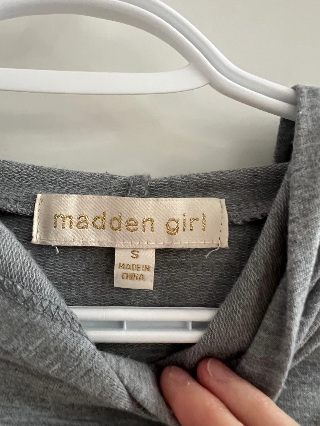 Madden Girl Gray Ruched Hoodie Dress - Size S - photo 2