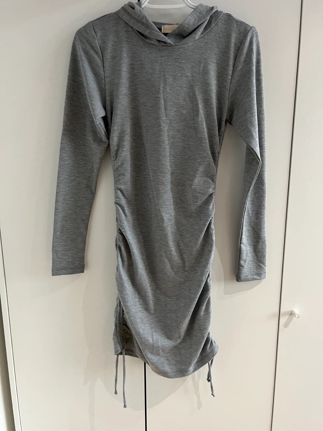 Madden Girl Gray Ruched Hoodie Dress - Size S