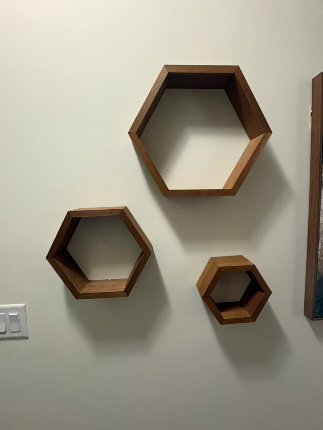 Set of 3 Wooden Hexagon Shelves