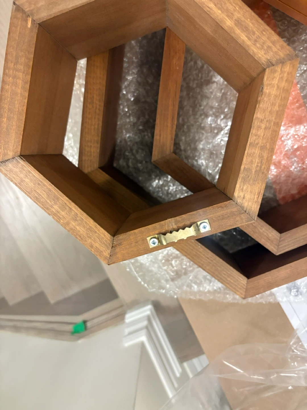 Set of 3 Wooden Hexagon Shelves - photo 2