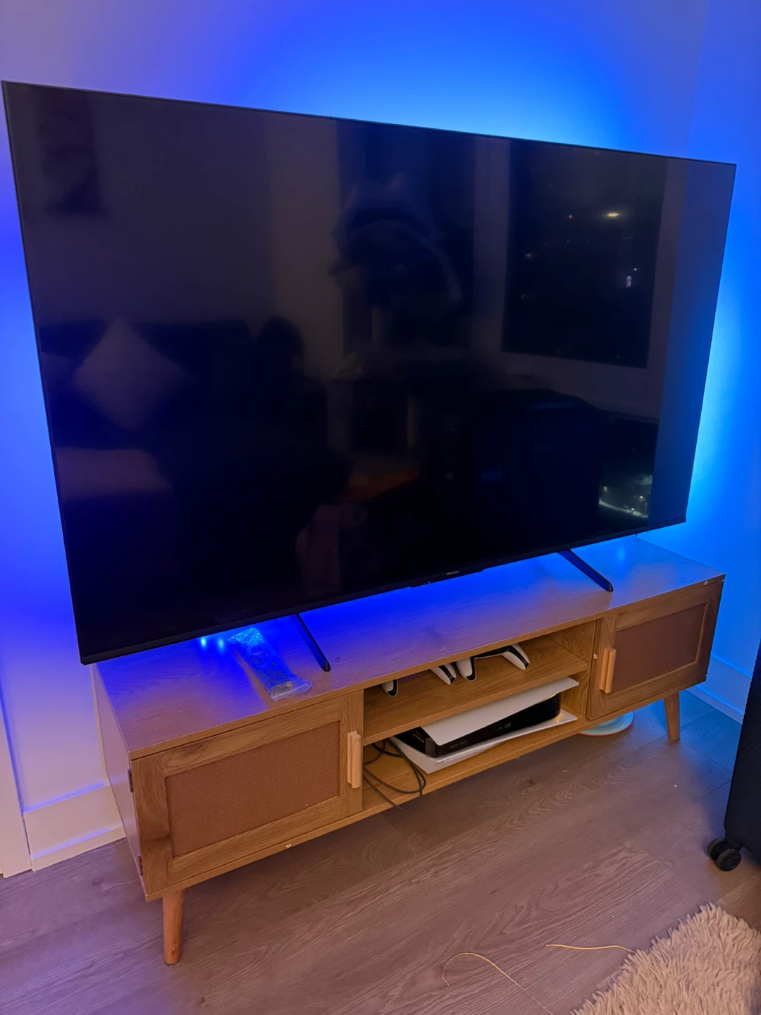 Wooden TV Stand/Console with Cane Doors