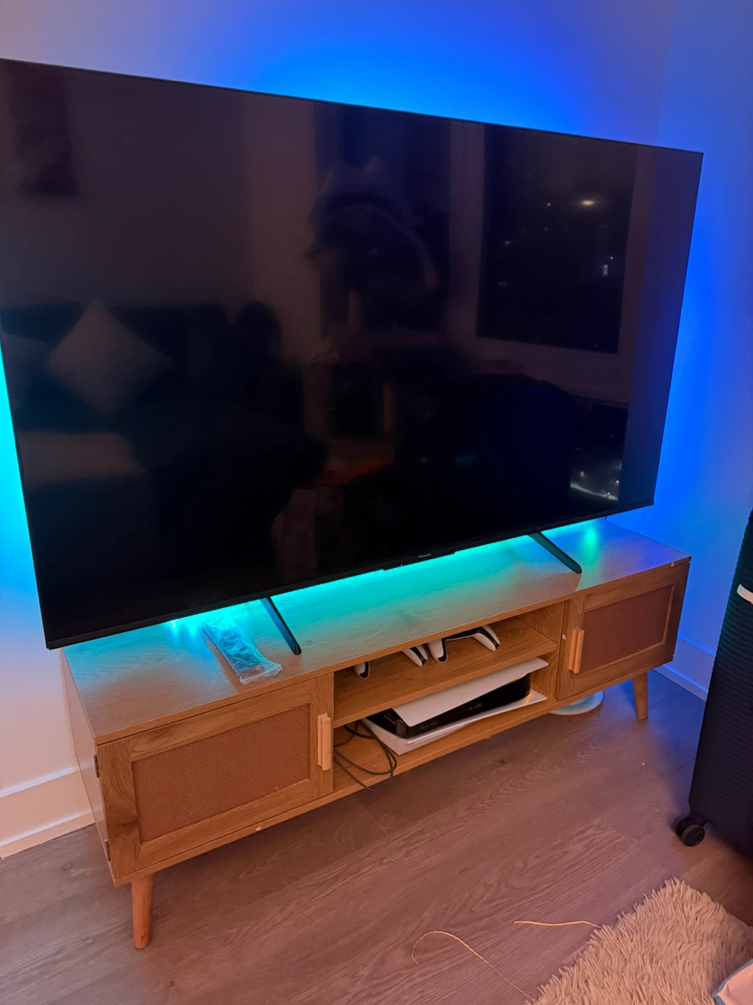 Wooden TV Stand/Console with Cane Doors - photo 2