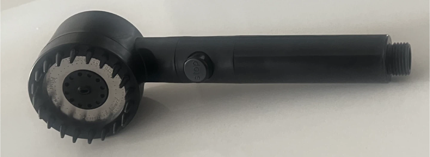 Black Adjustable Shower Head with Stop Button
