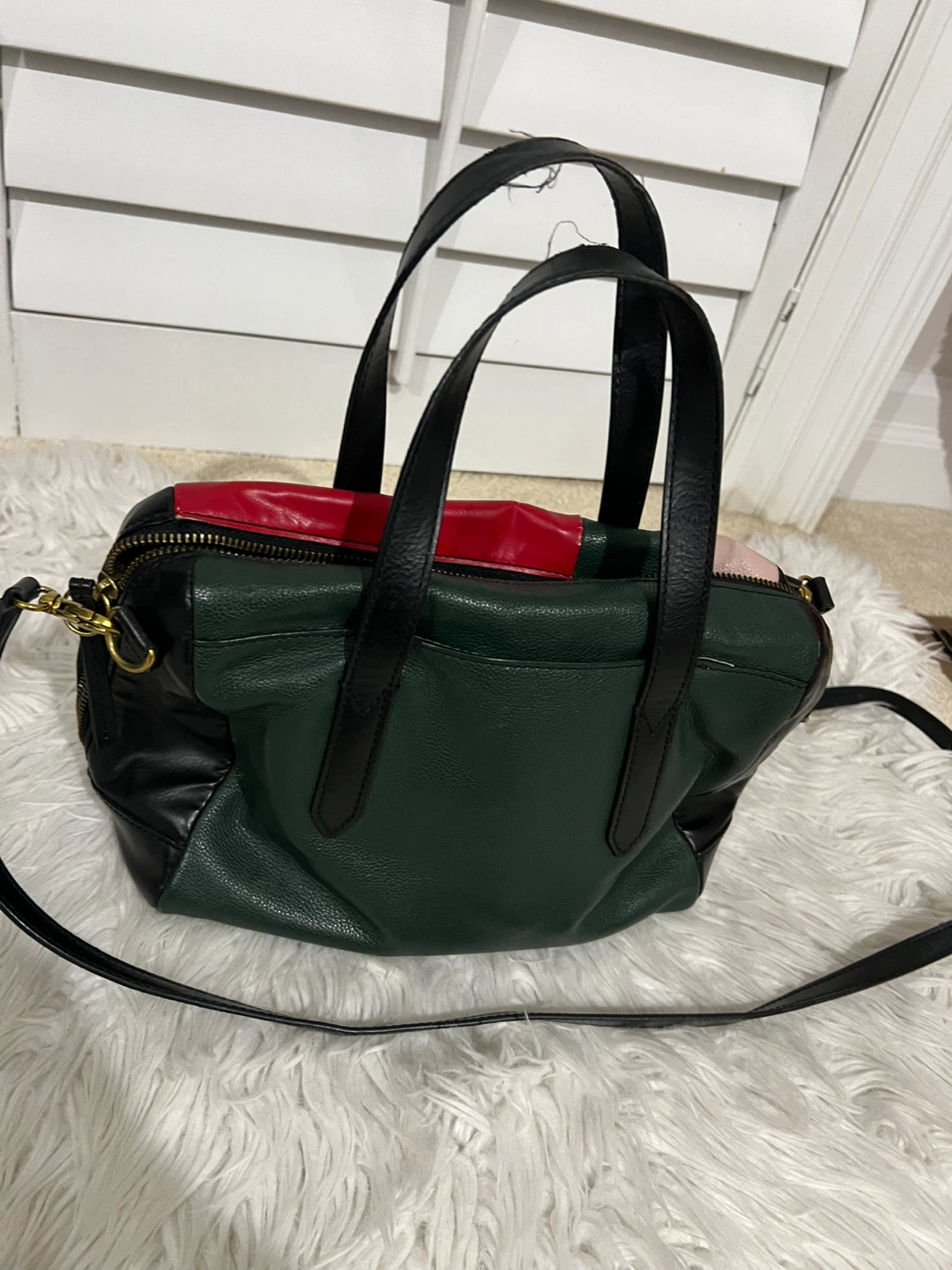 Fossil Colorblock Leather Satchel Bag with Matching Wallet - photo 2
