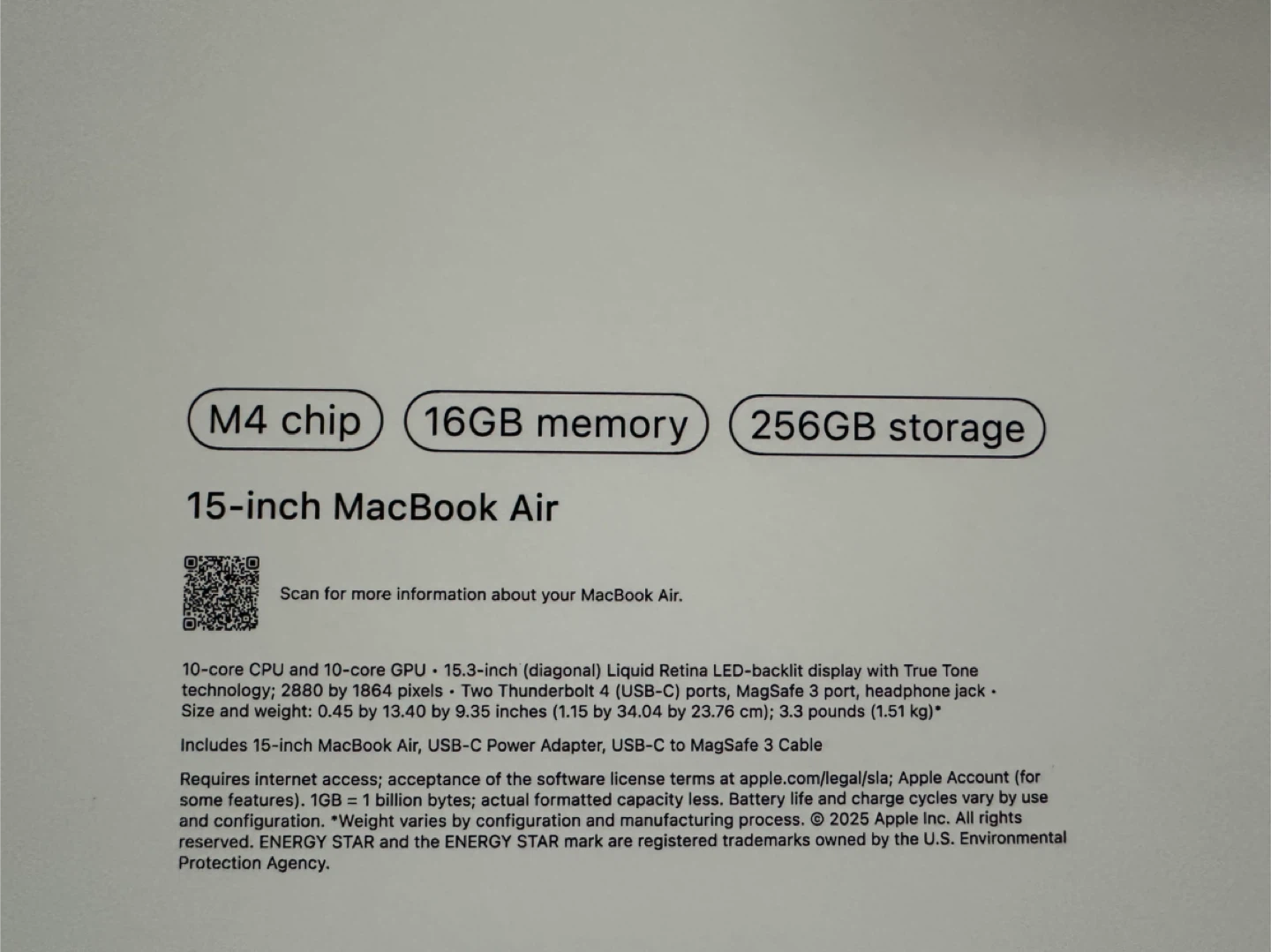 Apple MacBook Air 15-inch M4 16GB RAM 256GB Storage - photo 3