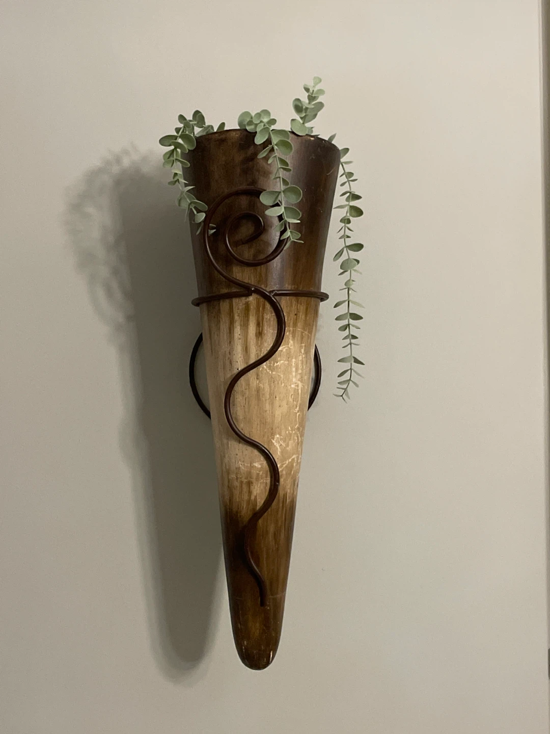 Decorative Wall Vase with Faux Eucalyptus