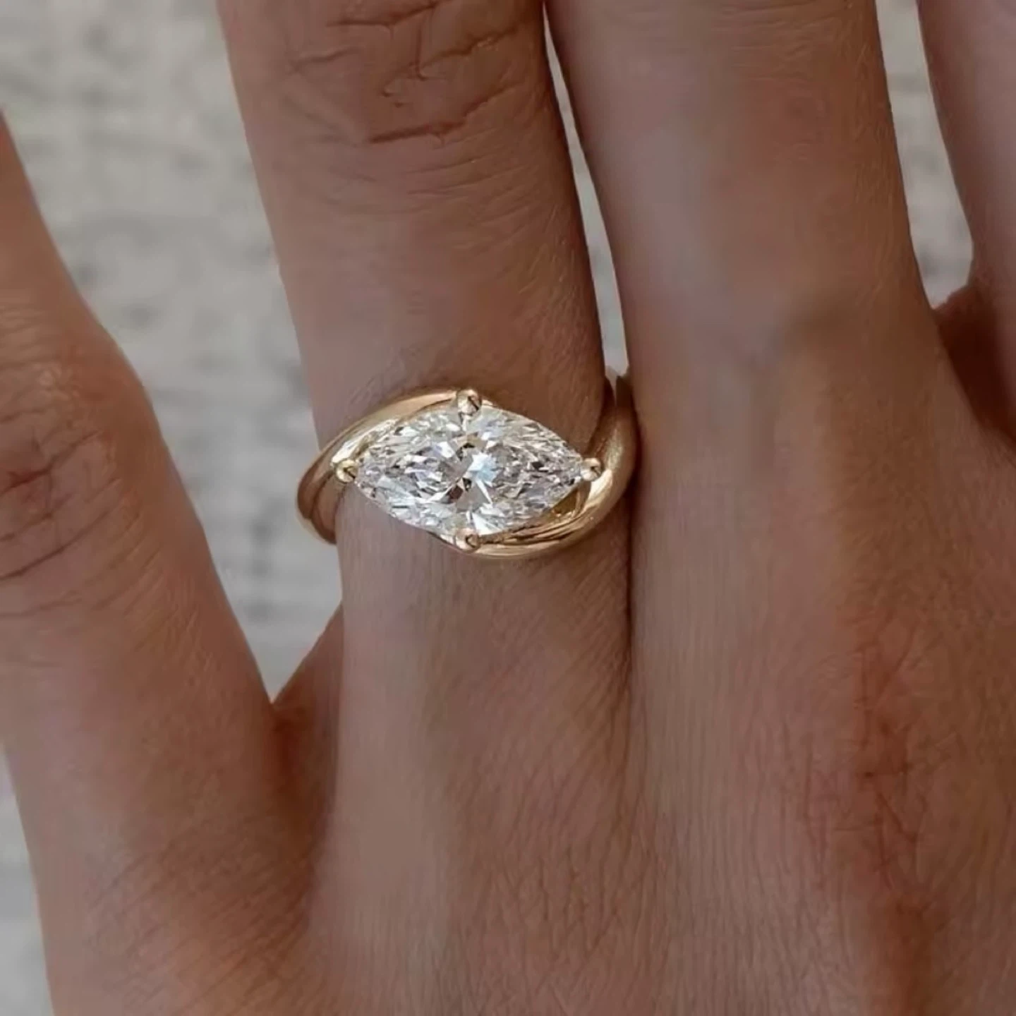 Moissanite Marquise Cut Engagement Ring