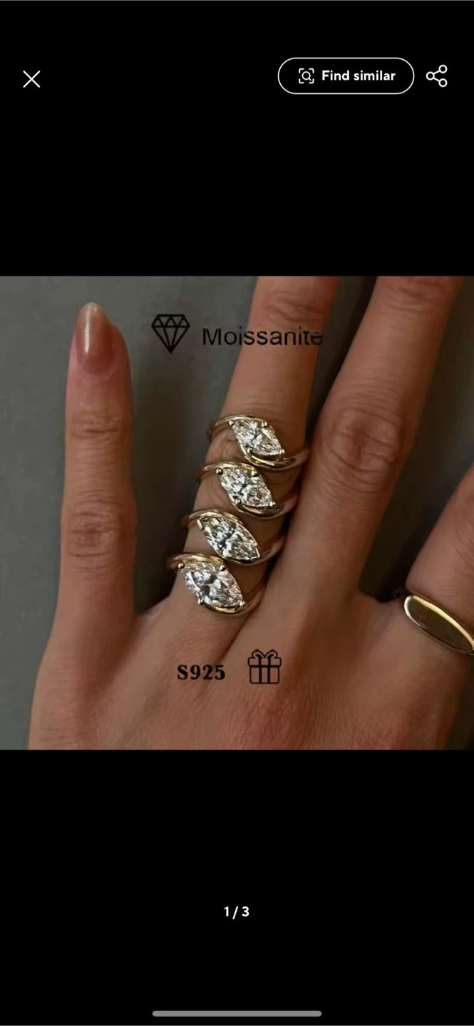 Moissanite Marquise Cut Engagement Ring - photo 3