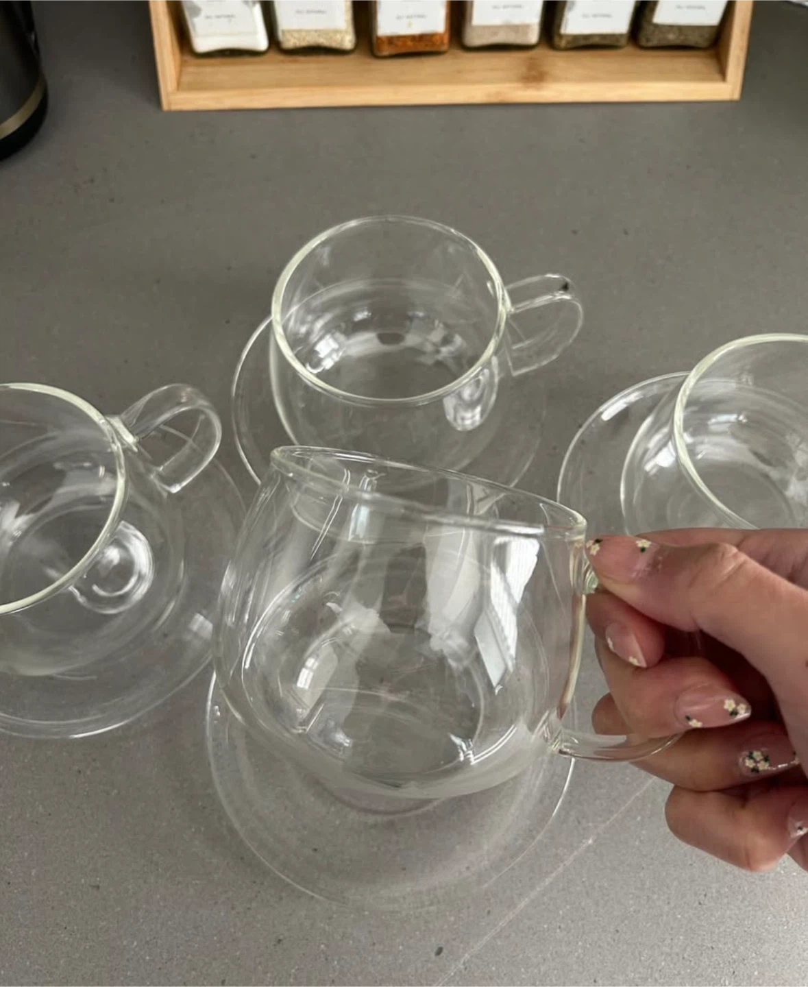 Set of 4 11oz Glass Cups and Saucers - photo 3