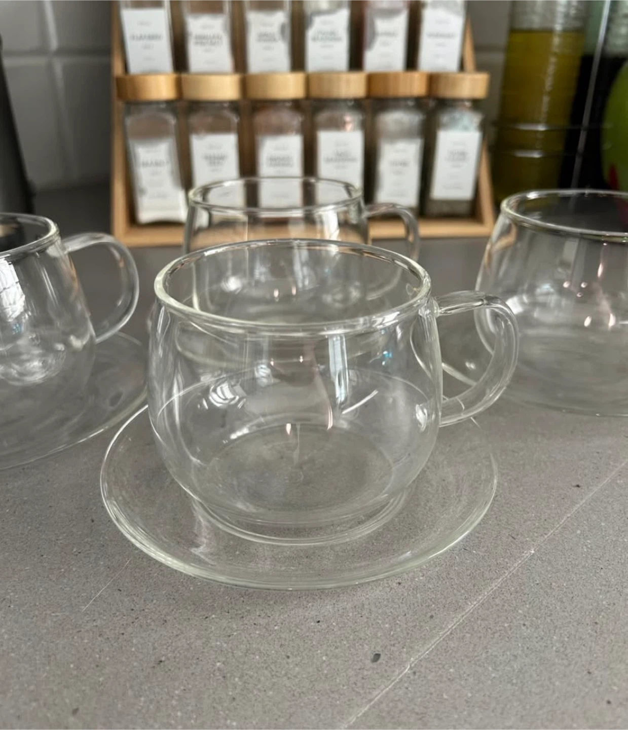 Set of 4 11oz Glass Cups and Saucers - photo 2