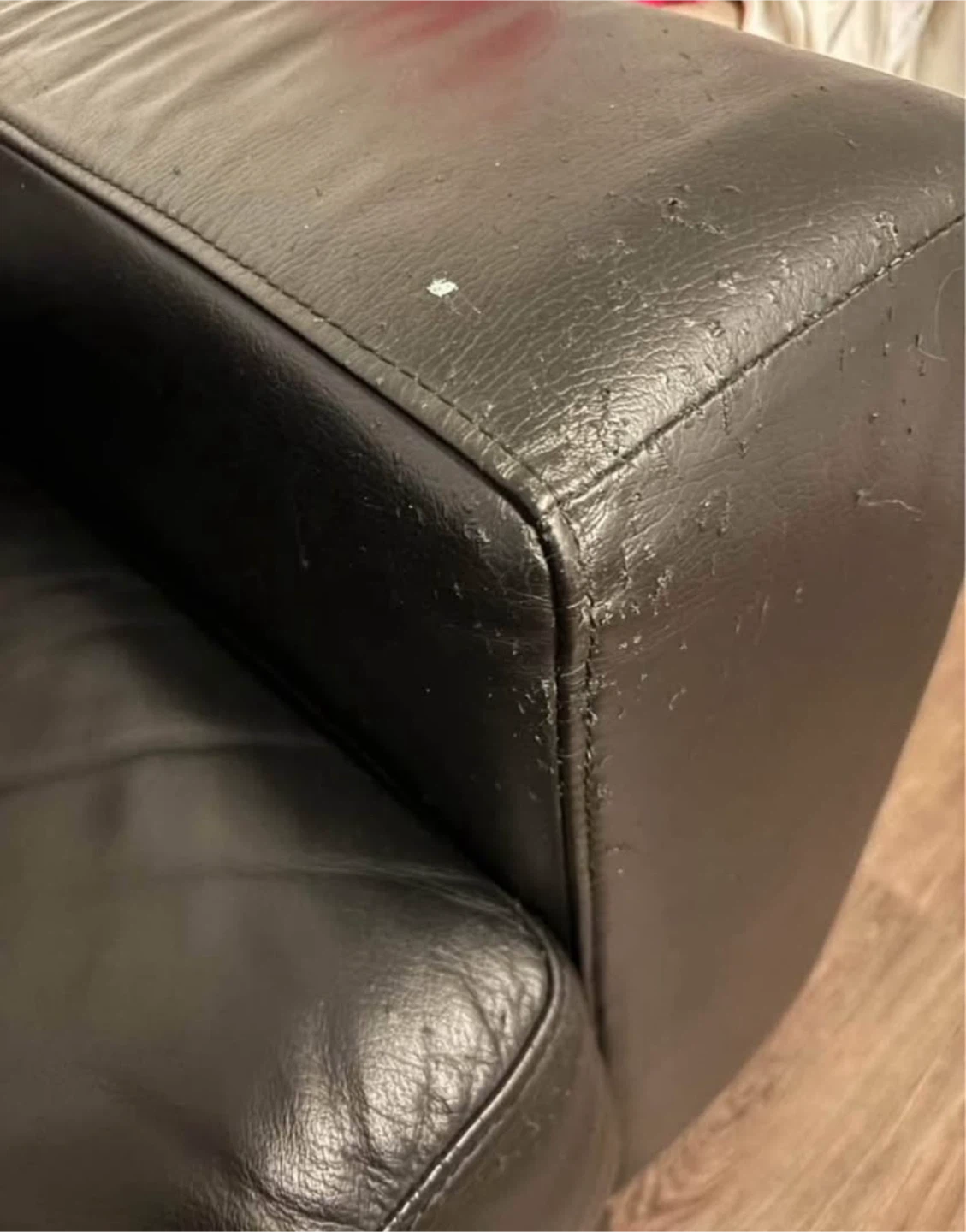 Black Leather 3-Seater Sofa - photo 5
