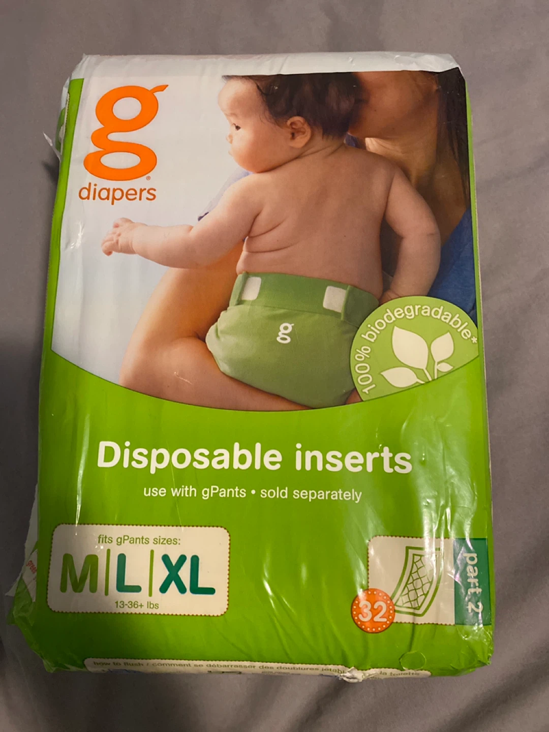 gDiapers Disposable Inserts - Size M/L/XL (13-36+ lbs)