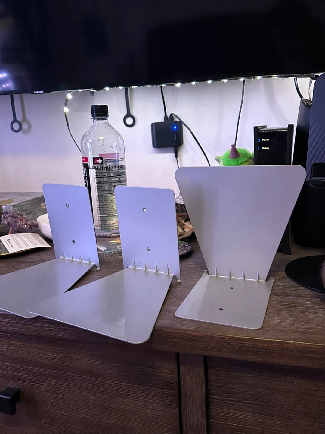 Silver Metal Floating Bookends Set