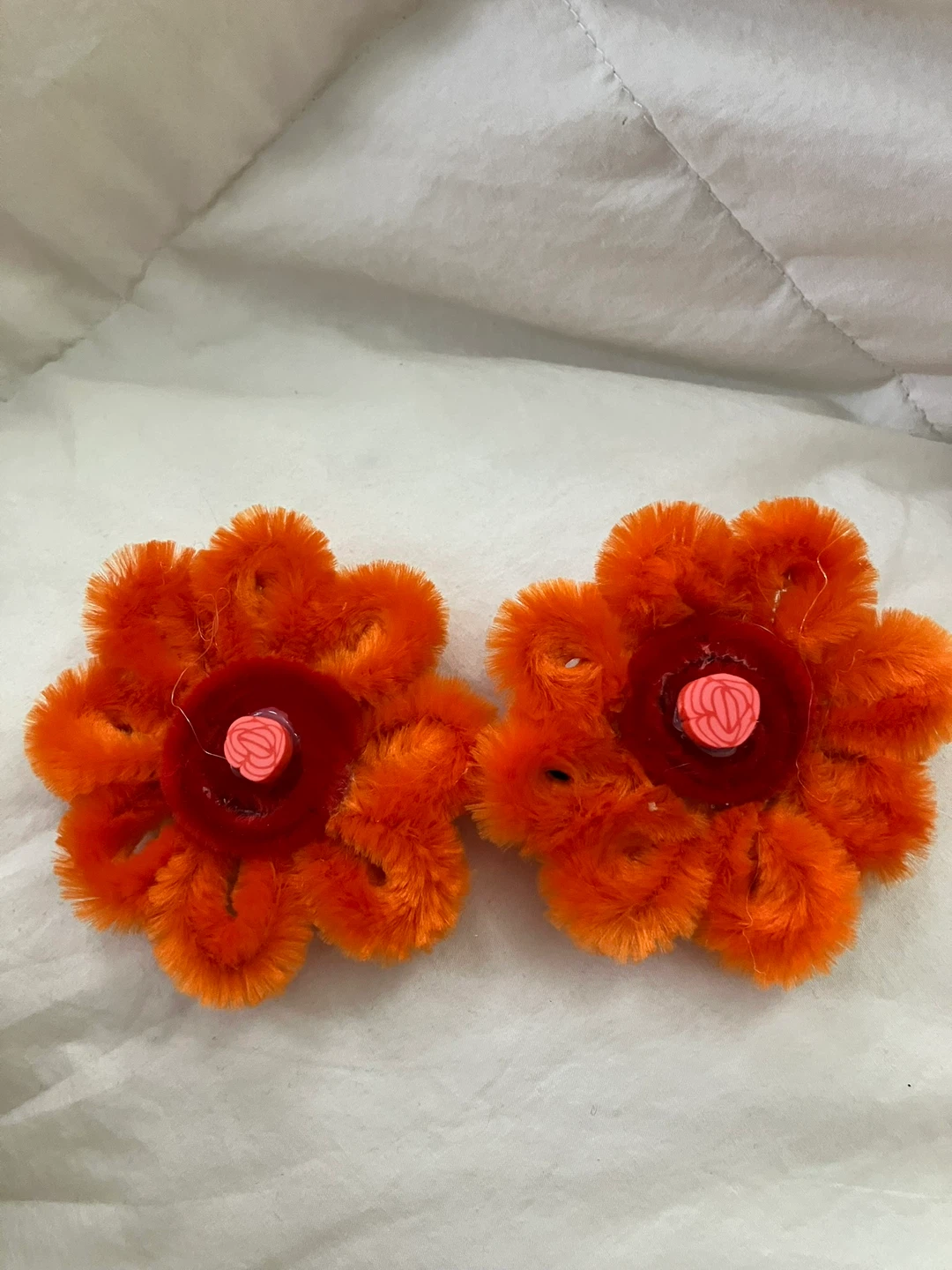 Flower Hair Clips - Red and Orange - photo 5