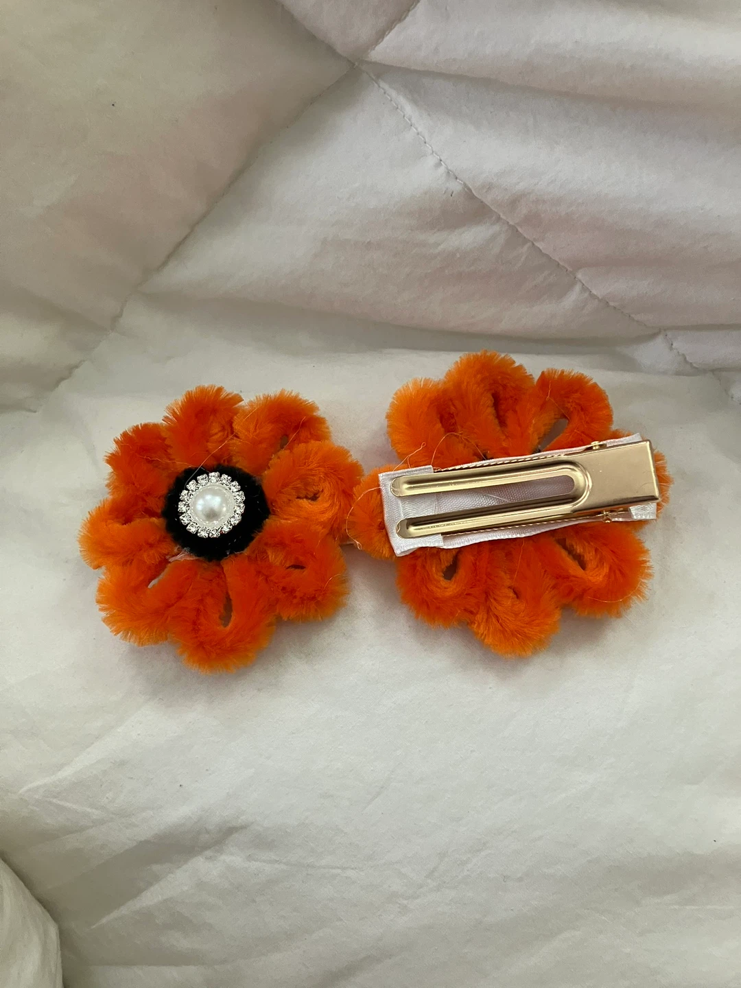 Flower Hair Clips - Red and Orange - photo 2